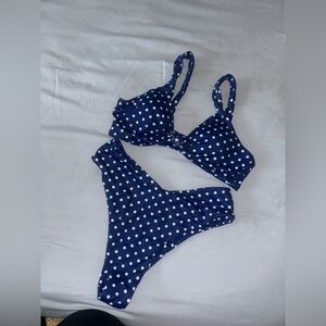 Polka Dot Bikini Set Navy